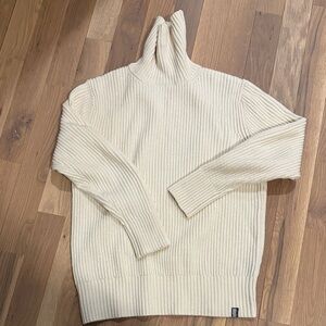 G-Star Off-White Ribbed Turtleneck Sweater wool blend